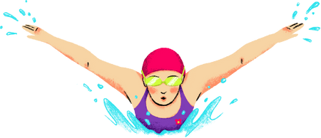 Textured Semi-Realistic Woman Swimmer 